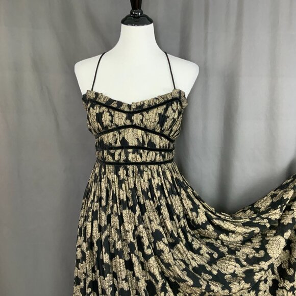 Free People Charlie Bustier Dress Black/Gold Metallic Combo Sz XS - Picture 11 of 16